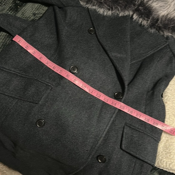 Banana Republic Removable Faux Fur Collar Coat “Blue Heather” - Picture 10 of 13